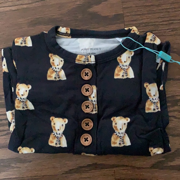 Posh Peanut 🧸 FRED Long Sleeve Henley Romper - Picture 5 of 6